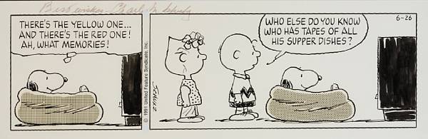 Appraisal: A Charles Schulz Peanuts daily dated - pen and ink