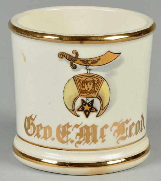 Appraisal: Fraternal Shaving Mug Description Gilt name Geo C McLeod For