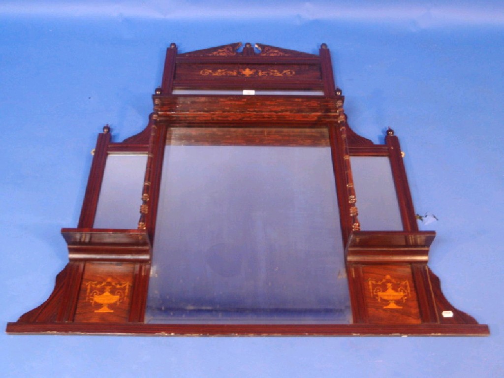 Appraisal: A late Victorian rosewood and simulated over mantel mirror with