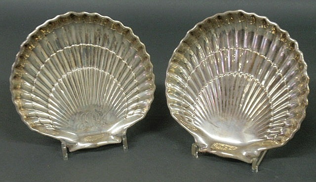 Appraisal: Two sterling silver scallop form dishes by Gorham one monogrammed