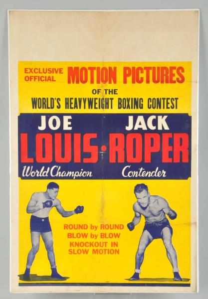 Appraisal: Joe Louis vs Jack Roper Fight Poster Description Poster is