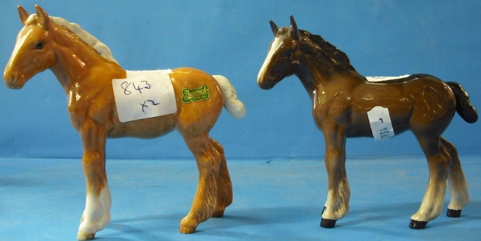 Appraisal: Beswick Shire Foal in Palomino and Shire Foal Brown