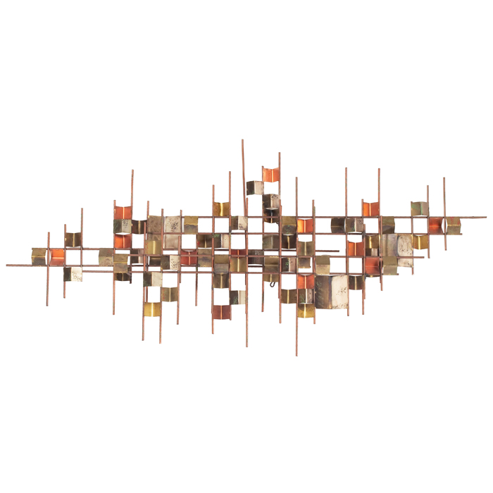 Appraisal: Curtis Jere wall sculpture s three-dimensional composition of vertical and