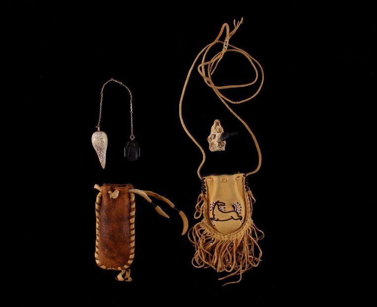 Appraisal: Native American Medicine Bags With Talisman In this lot are