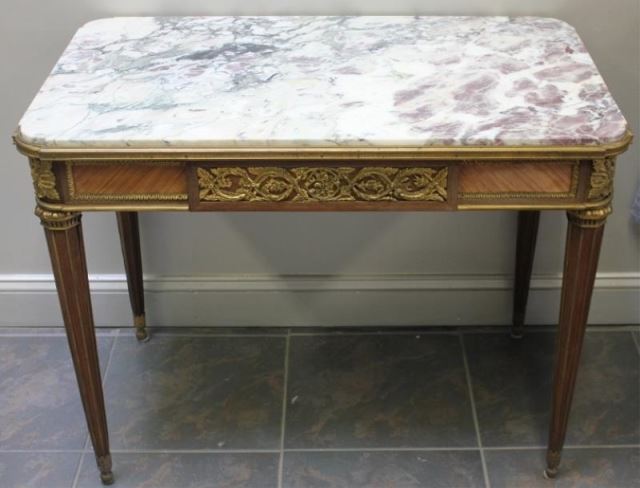 Appraisal: Beautiful th Century French Ormolu MountedMarble Top Center or Writing