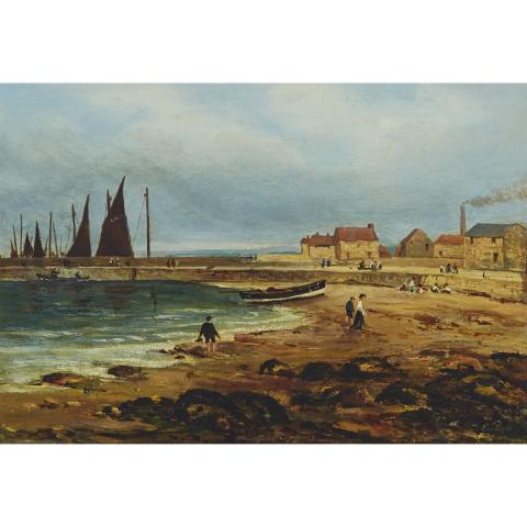 Appraisal: Charles Ewart Exhibited WHARF SCENE Scottish Oil on panel signed