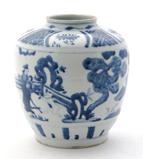 Appraisal: A Chinese Blue and White Jar possibly Wanli having foliate