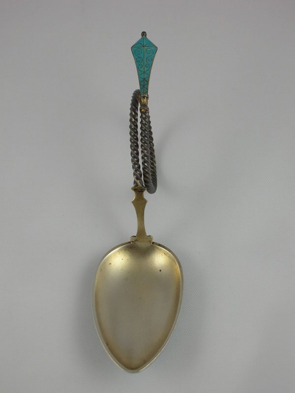 Appraisal: Circa gilt silver and cloisonn enamel caddy spoon robin's egg