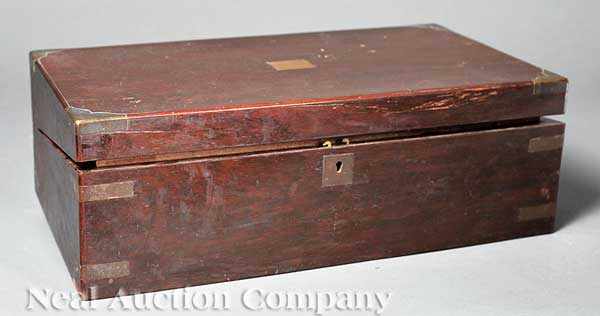 Appraisal: An English Brass-Bound Rosewood Lap Desk th c fitted interior