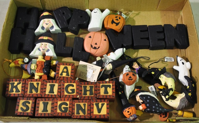 Appraisal: Bx Wooden Halloween DecorationsIncluding the letters to spell Happy Halloween