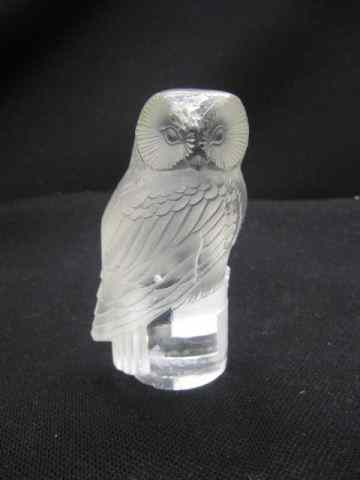 Appraisal: Lalique Crystal Figural Owl Paperweight frosted '' signed excellent