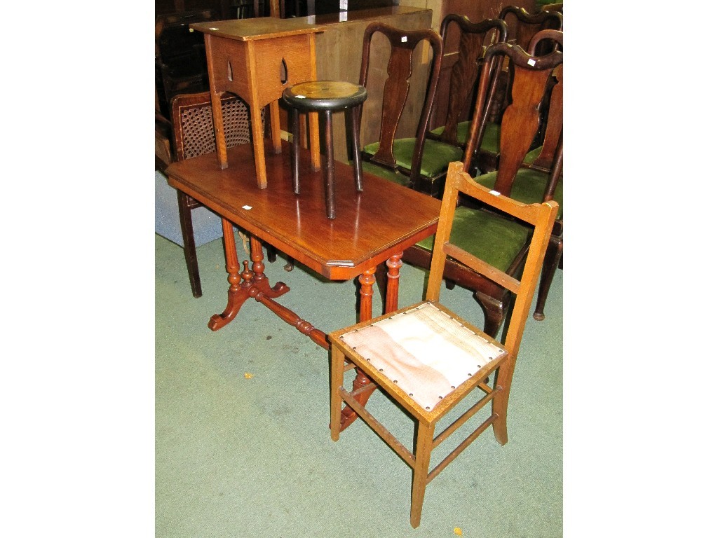 Appraisal: Lot comprising occasional table plantstand penwork stool and a side