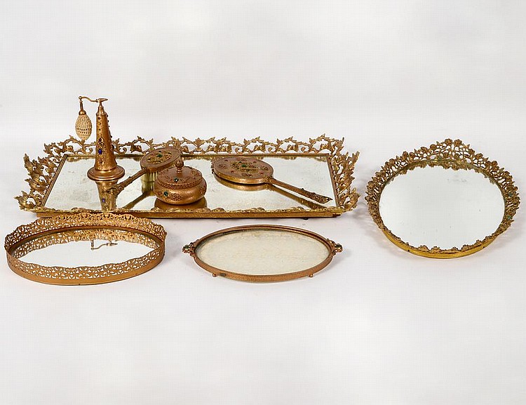 Appraisal: TEN ASSORTED GILT METAL DRESSING TABLE ITEMS th Century Comprising