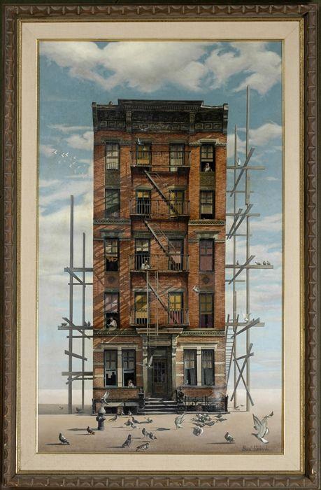 Appraisal: Gerard Stenkowski th C Tenement Building Oil on canvas signed