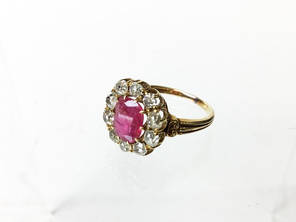 Appraisal: Yellow Gold Ruby and Diamond Ring K yellow gold set