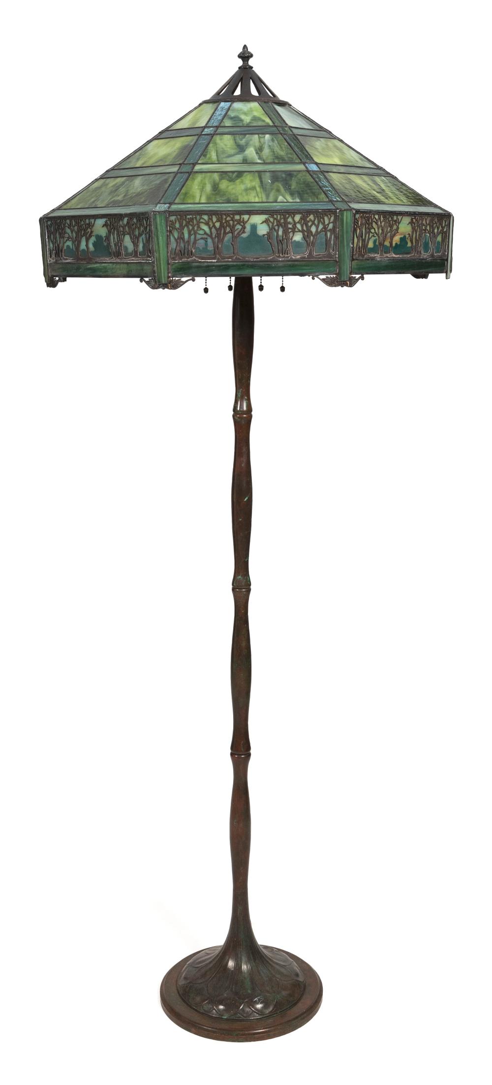 Appraisal: HANDEL FLOOR LAMP EARLY TH CENTURY HEIGHT SHADE X HANDEL