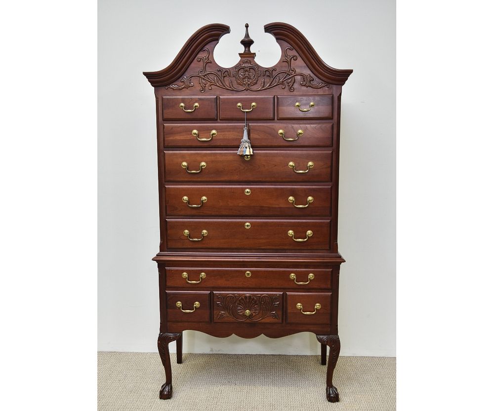 Appraisal: Pennsylvania House Cherry Highboy Pennsylvania House Chippendale style cherry two-part