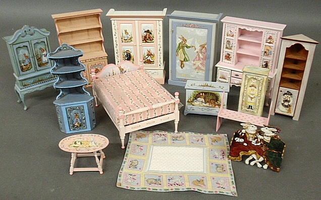 Appraisal: - Group of fine hand-painted miniature furniture and accessories by