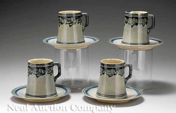 Appraisal: A Set of Four Newcomb College Art Pottery High Glaze