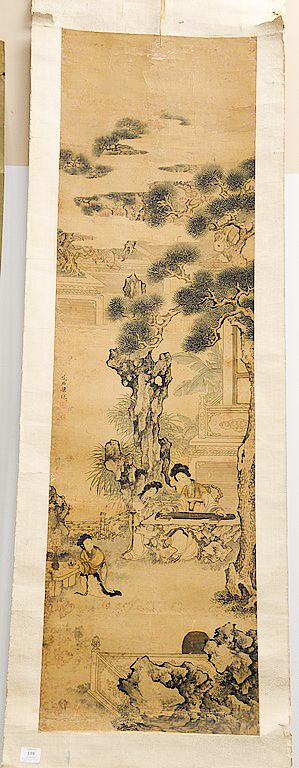 Appraisal: Scroll painting of women ink and color on silk depicting