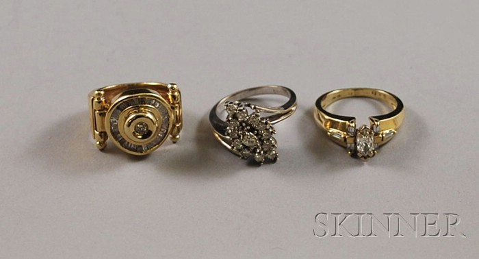 Appraisal: Three kt Gold and Diamond Rings sizes to