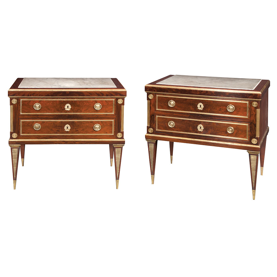 Appraisal: Pair of Russian Neoclassical Style Brass Mounted Mahogany Commodes Each