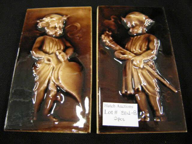 Appraisal: Pair of Art Pottery Tiles of Children by J J