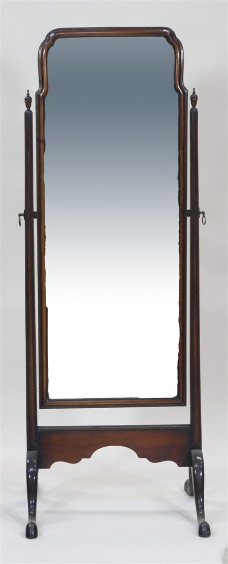 Appraisal: An early th century walnut framed cheval mirror the moulded