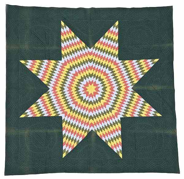 Appraisal: Pennsylvania pieced Bethlehem star quilt late th c the reverse