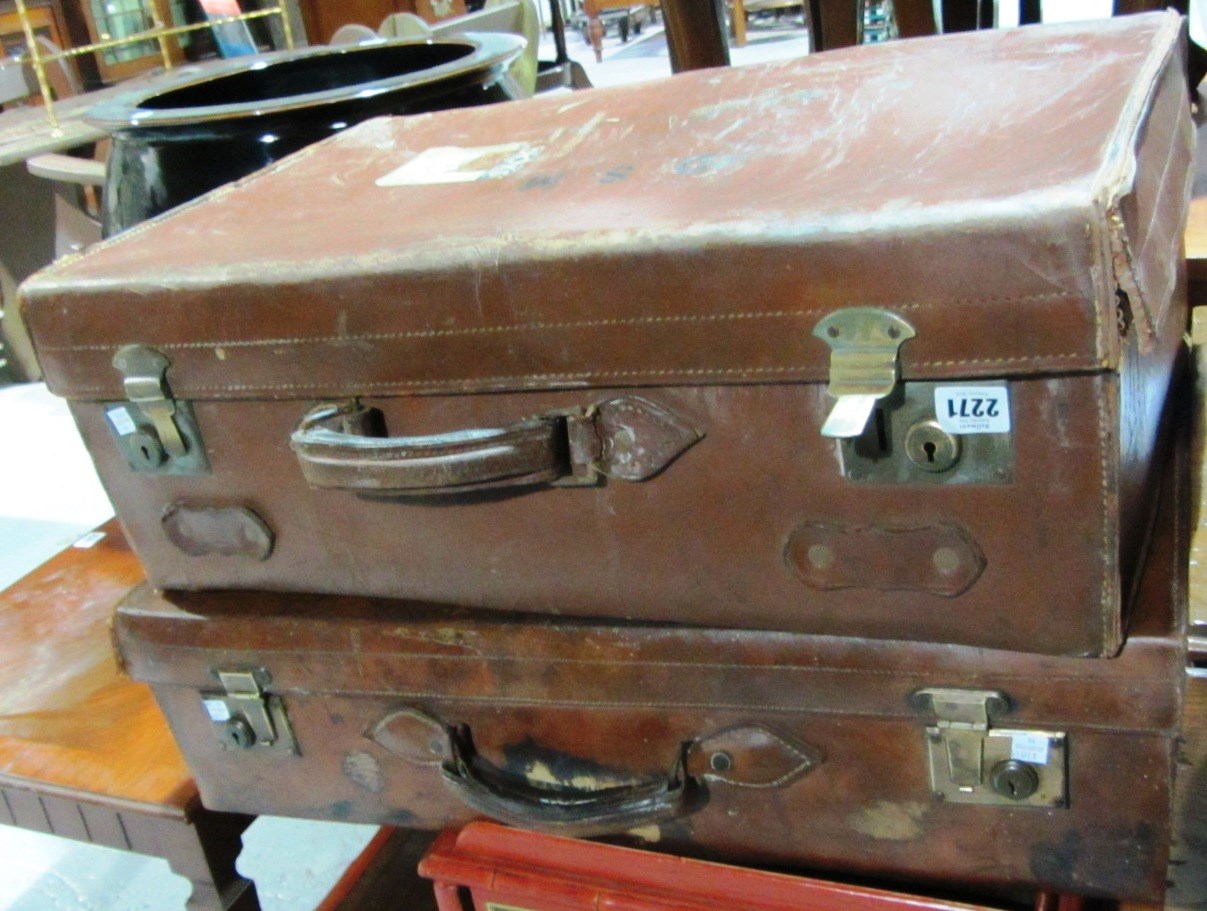 Appraisal: Two leather suitcases