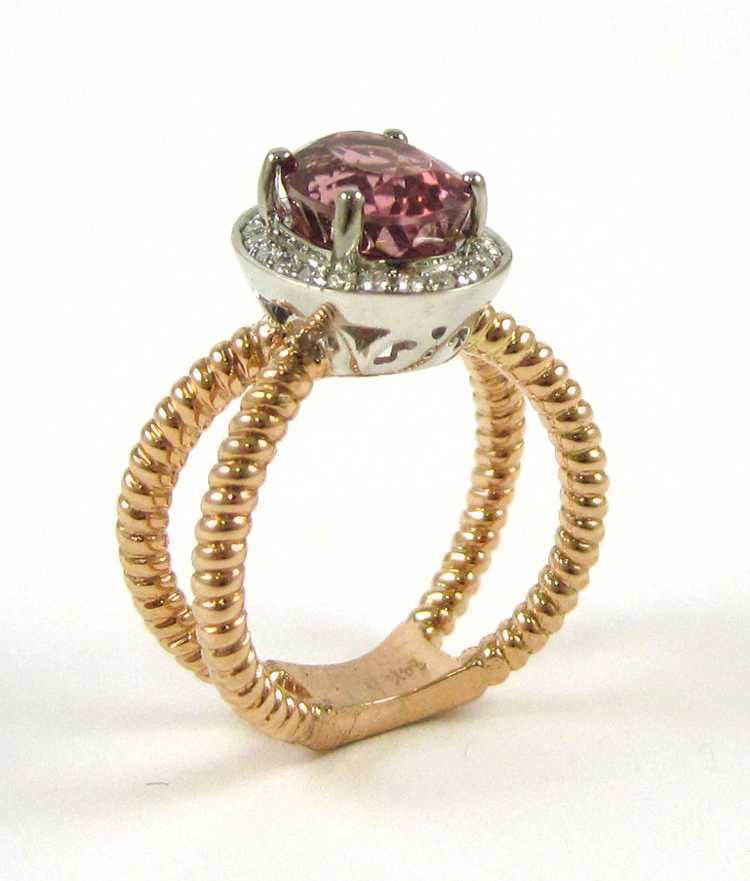 Appraisal: PINK TOURMALINE AND FOURTEEN KARAT GOLD RING The rose gold