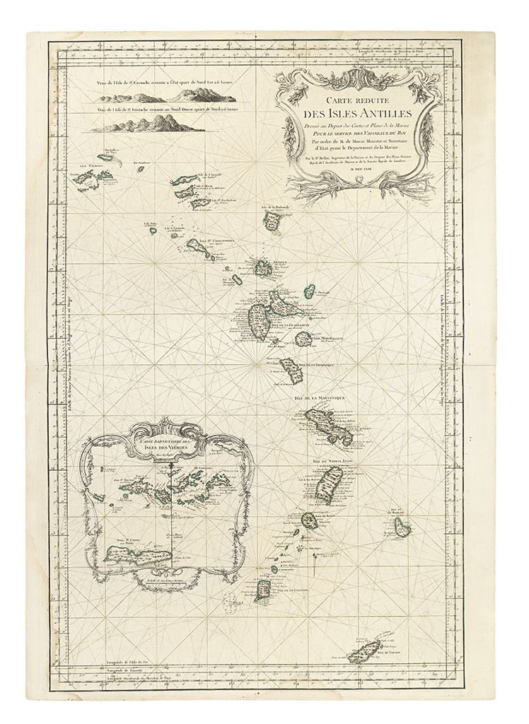 Appraisal: BELLIN JACQUES NICOLAS Carte Reduite des Isles Antilles Large double-page