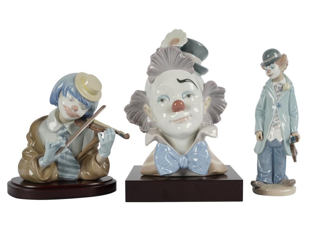 Appraisal: THREE LLADRO PORCELAIN CLOWN FIGURESprinted factory marks each with original