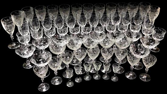 Appraisal: th C Rosenthal Sanssouci and unsigned etched glass stemware sixty-eight