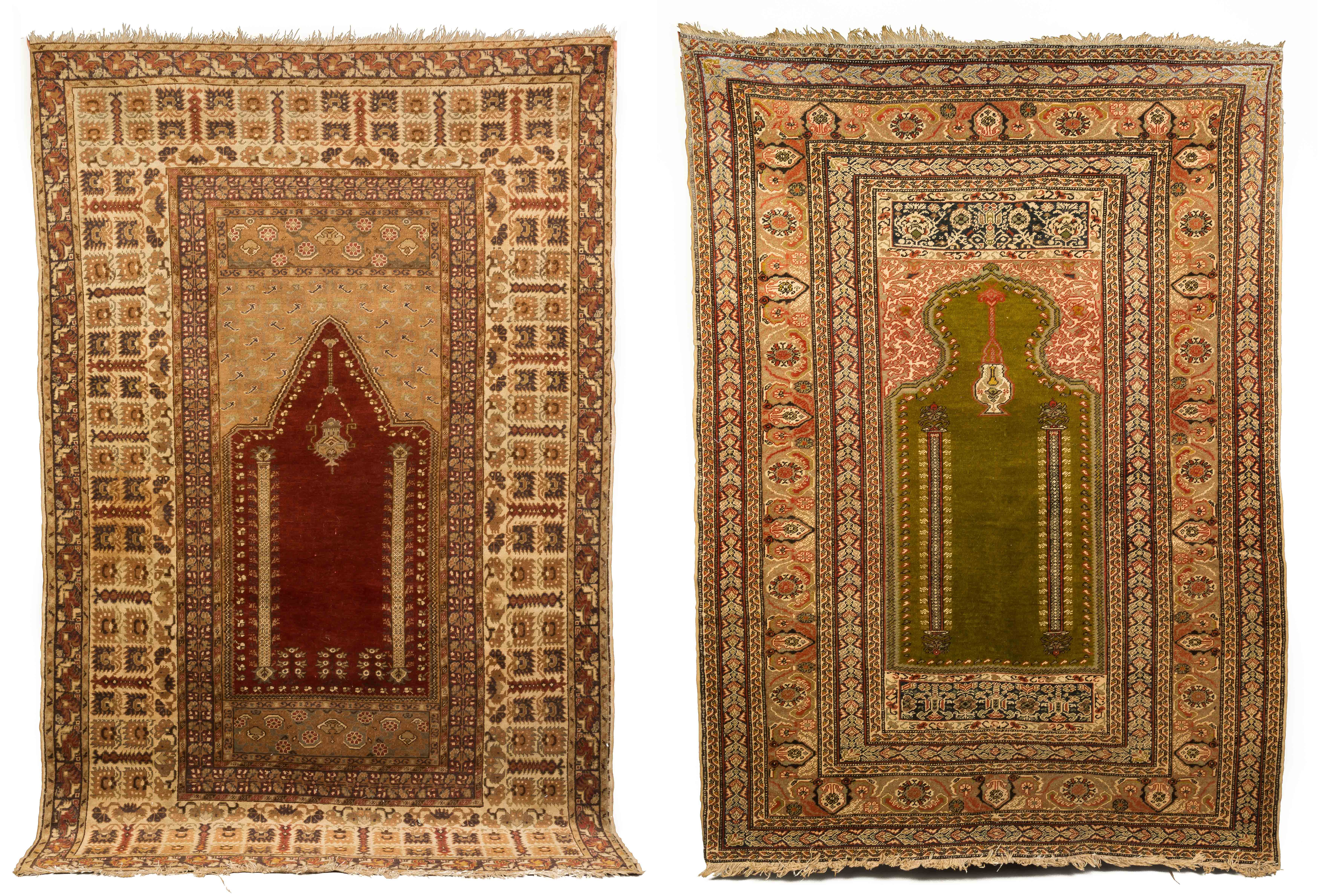 Appraisal: Two Turkish Prayer Rugs Both early th century Nice even