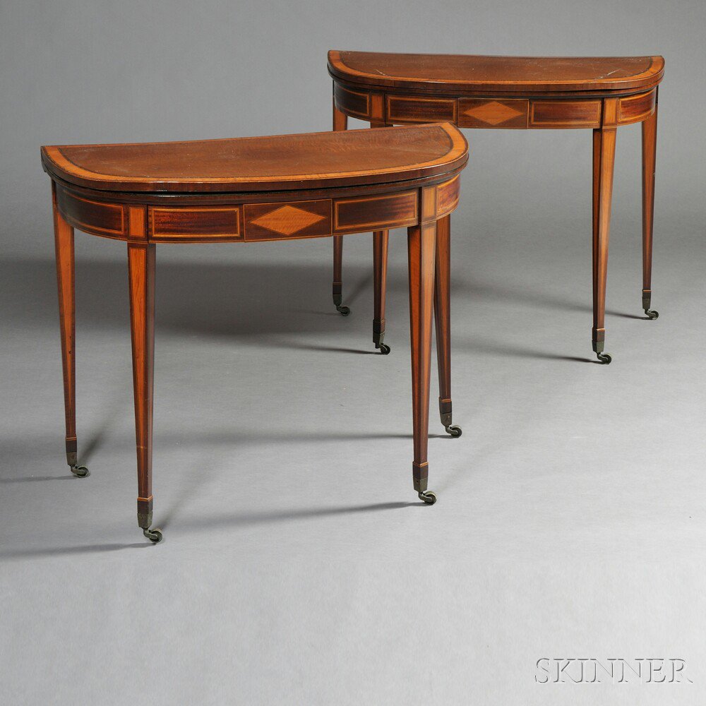 Appraisal: Pair of George III Mahogany Inlaid Card Tables c each