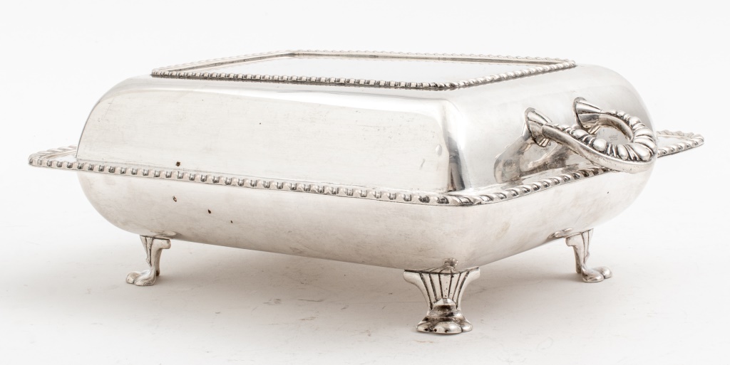 Appraisal: FORNARI ROME ITALIAN SILVER COVERED FOOTED DISH Italian silver two-handled