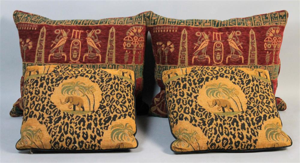 Appraisal: TWO PAIRS OF CORDED BESPOKE PILLOWS both of chenille tapestry