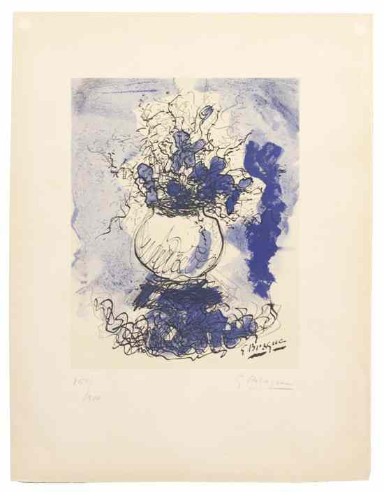 Appraisal: Georges Braque French - Bouquet de fleurs l'aquarelle lithograph edition