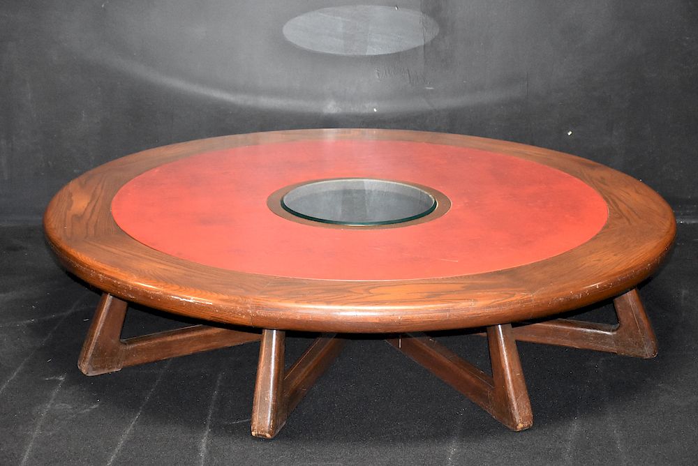 Appraisal: Romweber Large Round Jacobean Oak Coffee Table Red Romweber Large