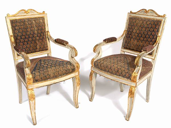 Appraisal: A pair of Italian Neoclassical style parcel gilt and paint