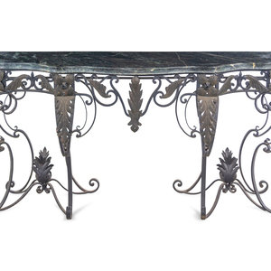 Appraisal: A French Style Steel and Marble-Top Console Table th Century