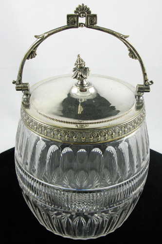 Appraisal: AN ENGLISH CUT CRYSTAL BISCUIT BARREL the bulbous shape paneled