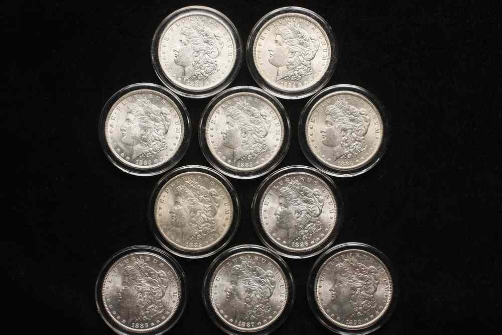 Appraisal: COINS - Morgan silver dollars O O O ungraded