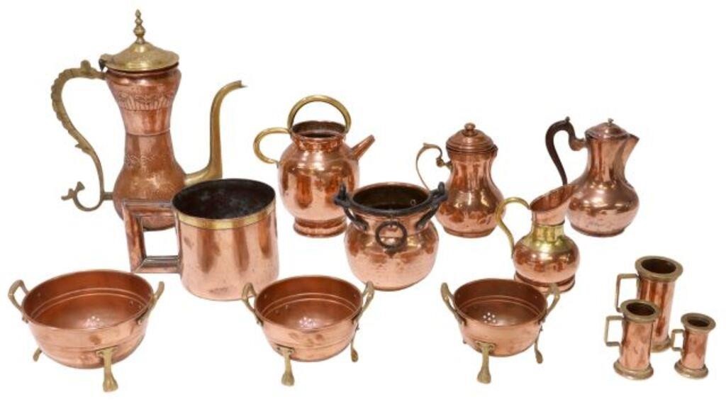 Appraisal: lot of French copper and metal kitchenwares including large lidded