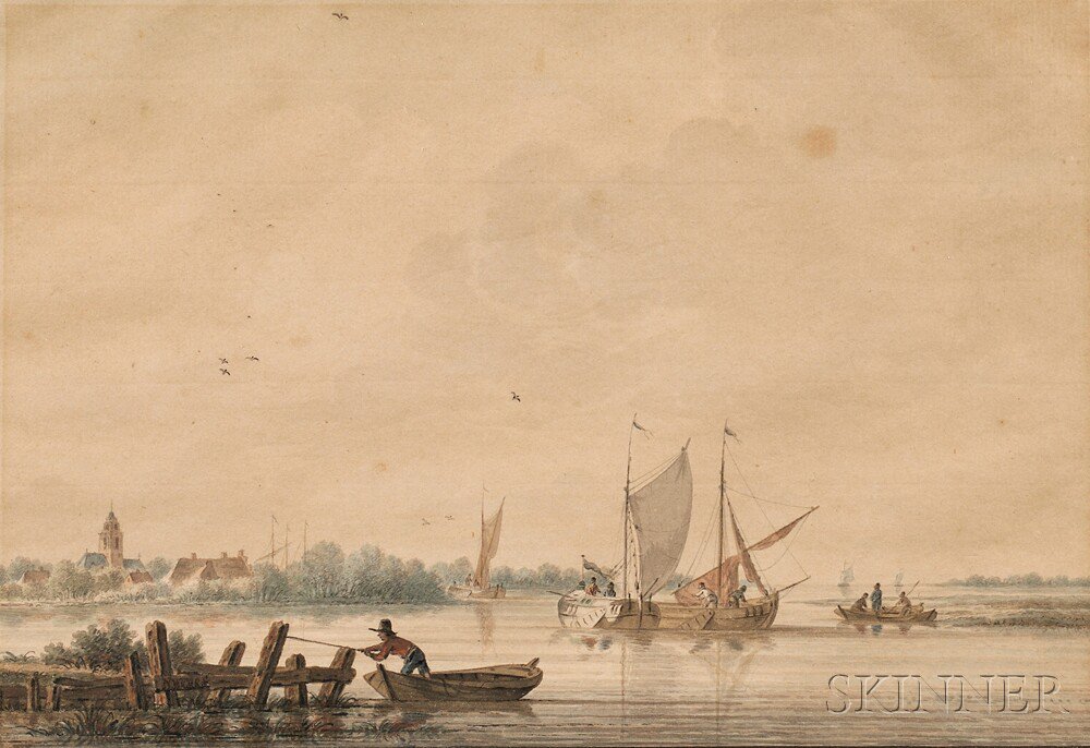 Appraisal: Nicolaes Wicart Dutch - Fishermen on the River Lek the