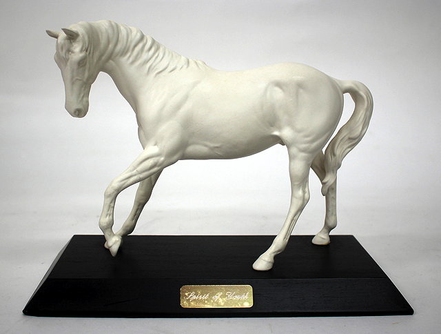 Appraisal: A BESWICK PORCELAIN FIGURE OF A WHITE HORSE mounted on