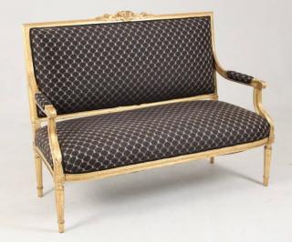 Appraisal: FINE LOUIS XVI CARVED WATER GILT GOLD LEAF SETTEE FINE