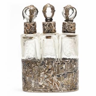 Appraisal: Continental Silver Perfume Caddy early th century silver repousse mounts