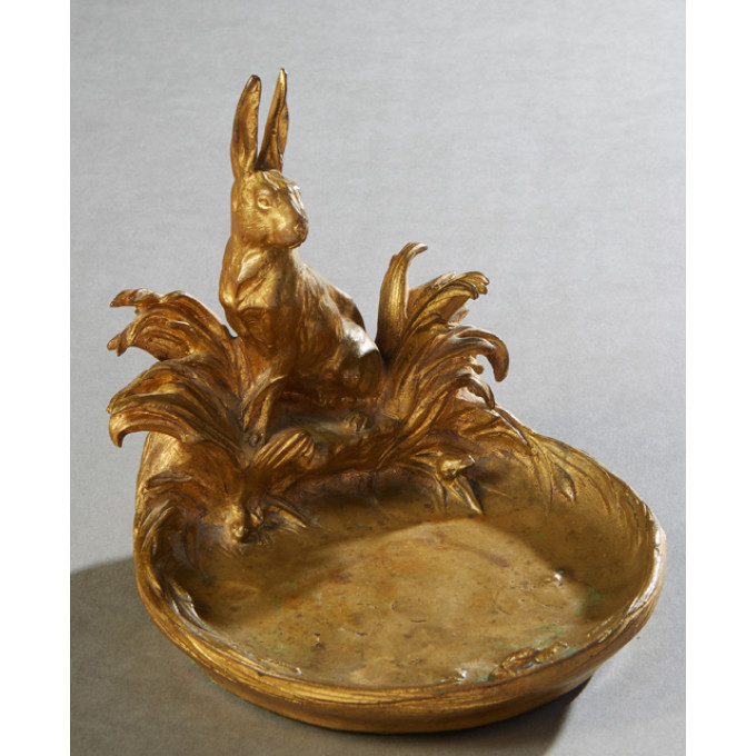 Appraisal: Charles Paillet - French Seated Rabbit Pen Tray early th